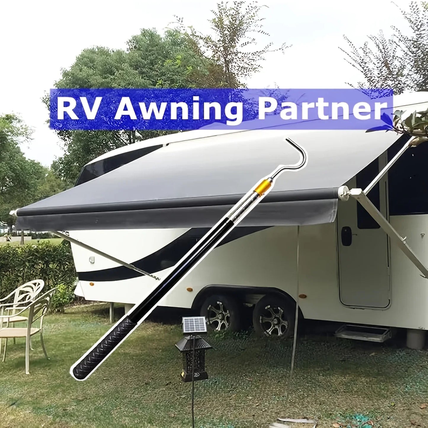 RV Awning Opener Pull Rod Telescopic Reach Pole 16–60 Inch Multi-Section Locking for Tent, Camper & Canopy Use