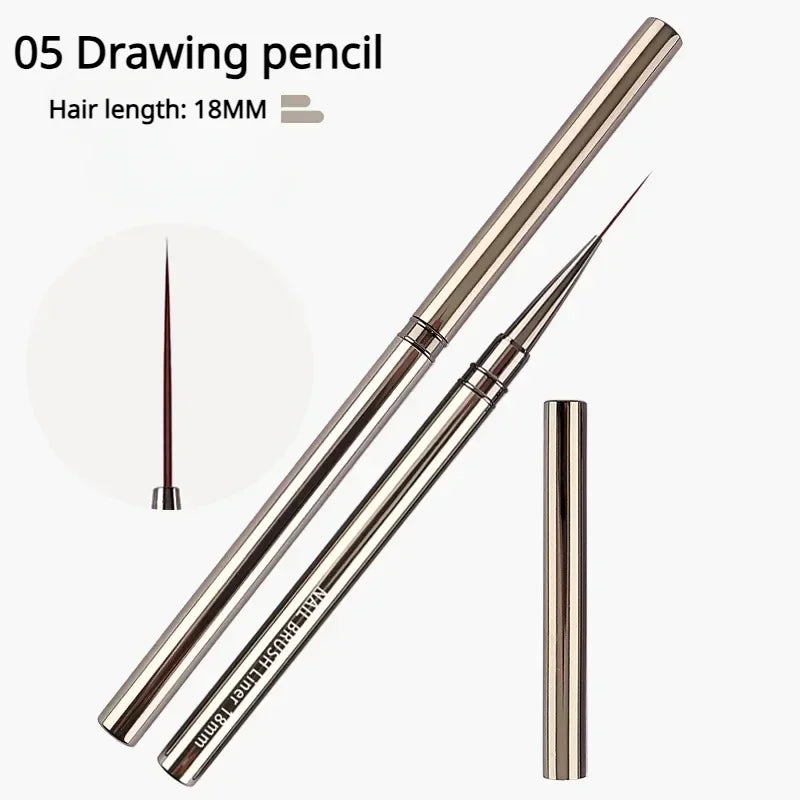 Nail Art Liner Brushes – Striping & Drawing Pens for Elongated Lines, 6–25mm Professional Manicure Design Tools