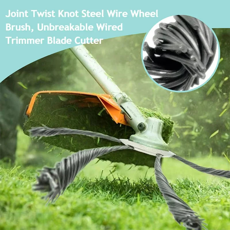 LUSQI Steel Wire Wheel Grass Trimmer Head – 6/7 Inch Universal Brush Cutter Attachment for Weed, Moss & Rust Removal