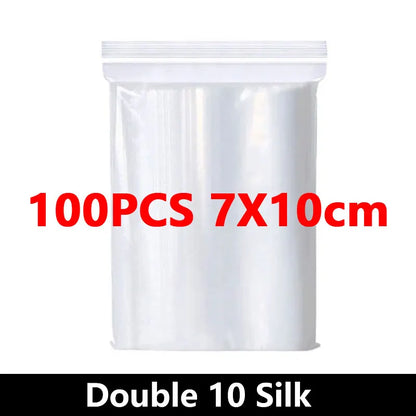 100PCS Thick Zipper Sealed Bags – Clear Plastic Storage Bags for Jewelry, Food Packing, Reclosable Ziplock Bags