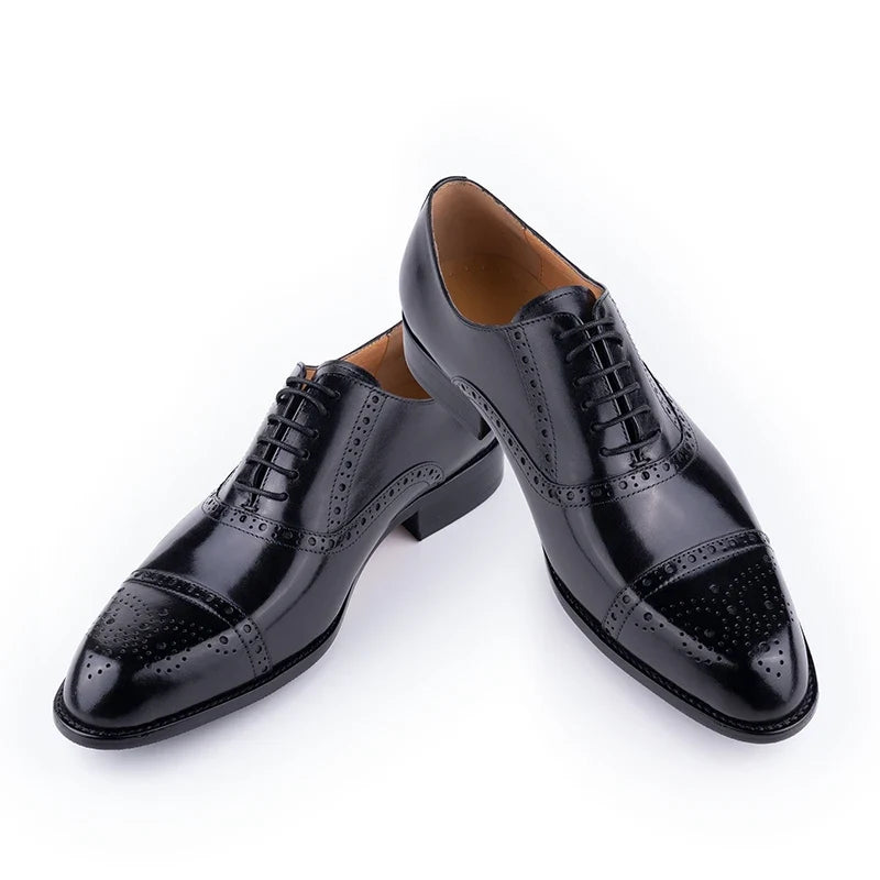Men's Classic Brogue Dress Shoes - Genuine Cowhide Handmade Business & Wedding Shoes