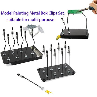 Soldering Third Hand Tool - Magnetic Base Flexible Arm PCB Holder with Alligator Clips for Electronics Repair Welding