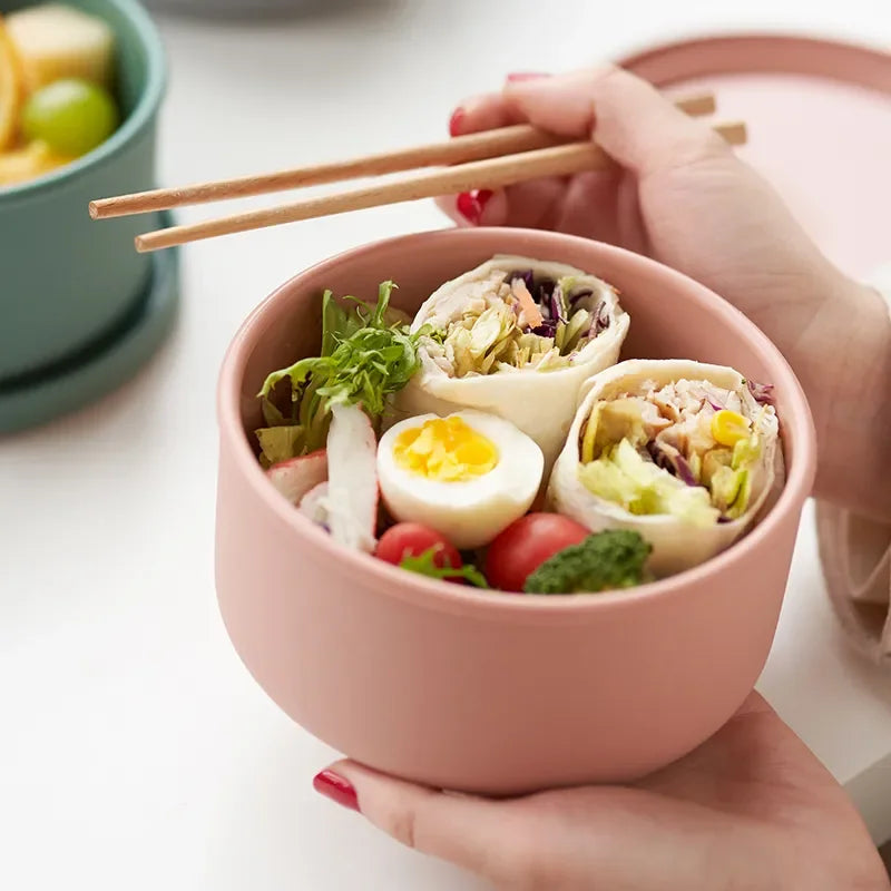 Circular Silicone Lunch Box (250ml/650ml) – Microwave Safe Fresh-Keeping Bento Box for Snacks, Salad & Meal Prep