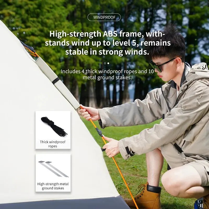 Outdoor Folding Tent – Fully Automatic Quick Opening, 3-4 Person Self-Driving Camping Tent, Rain & Sun Proof, Portable