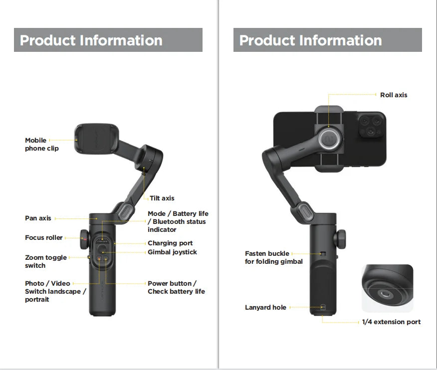AOCHUAN 3-Axis Handheld Gimbal — Smartphone Stabilizer with Fill Light for iPhone & Android
