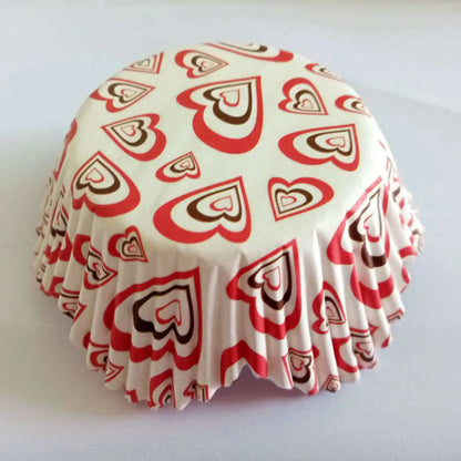 100PCS Animal Print & Pink Heart Cupcake Liners – Zebra, Leopard & Cow Pattern Muffin Baking Cups for Weddings & Parties