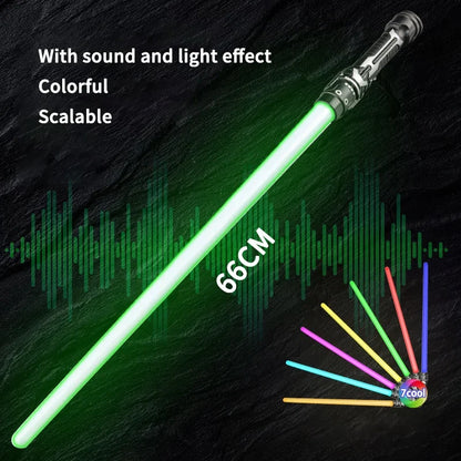 Colorful LED Lightsaber Toy - Telescopic Double Sword with Music & Flashing Effects for Kids, Cosplay & Party Fun
