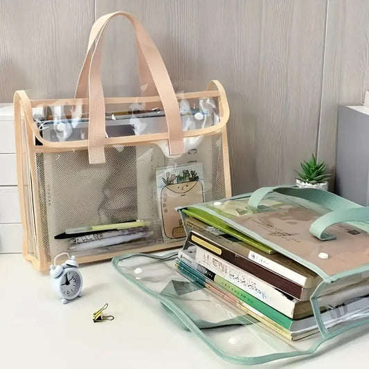 Transparent PVC Exam Bag - Large Capacity Waterproof Study Pouch for School Test Papers, Documents & Stationery Storage