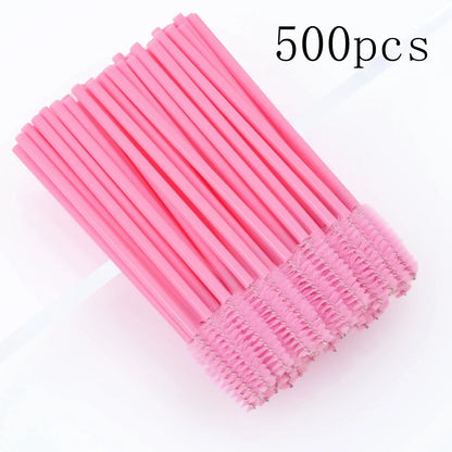 50/1000pcs Disposable Eyelash Brushes - Mascara Wands, Eyebrow Spoolie Applicators & Makeup Extension Tools