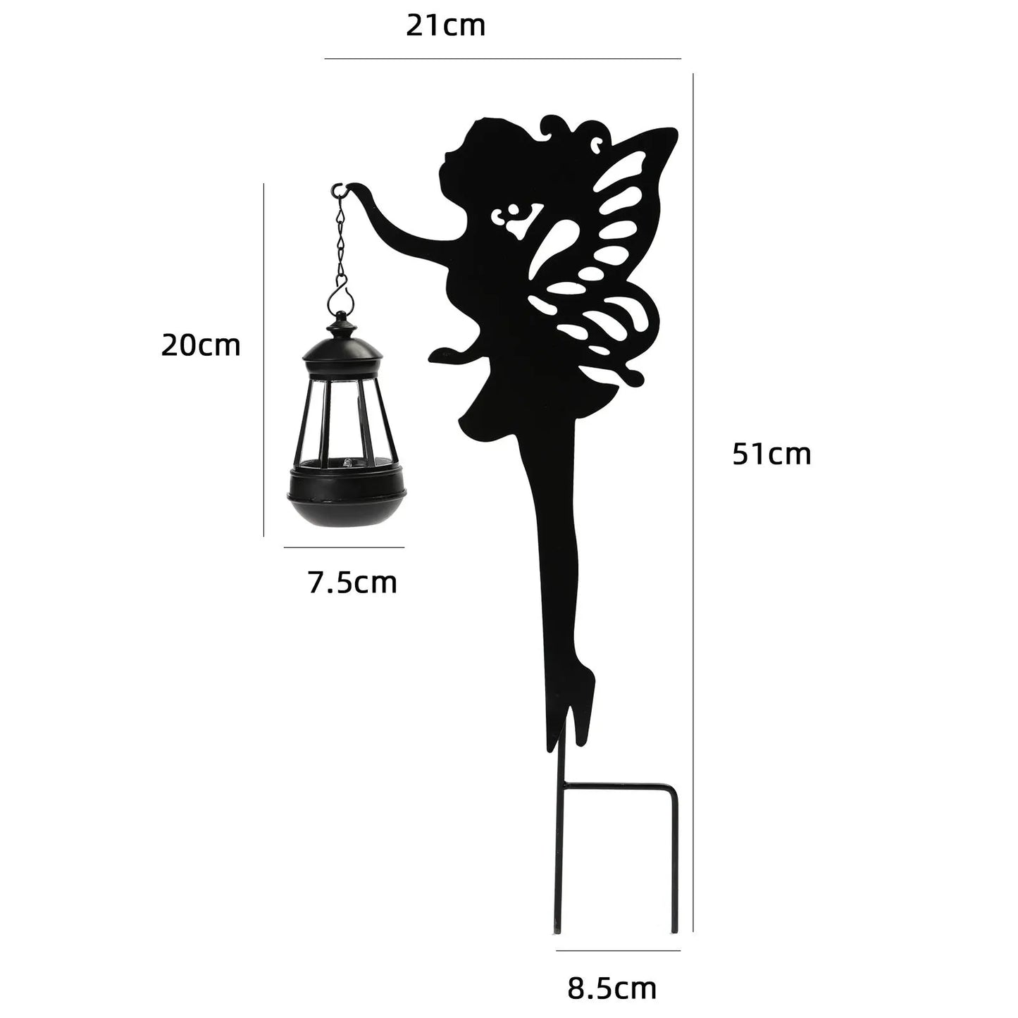Solar Fairy Garden Statue - Metal Fairy Figurine with Crackle Glass Globe Lantern for Lawn, Patio & Outdoor Pathway Decor