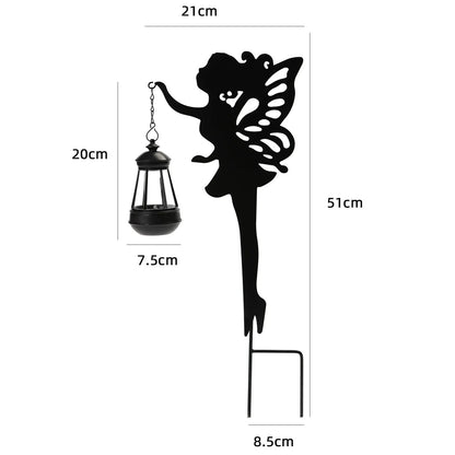 Solar Fairy Garden Statue - Metal Fairy Figurine with Crackle Glass Globe Lantern for Lawn, Patio & Outdoor Pathway Decor
