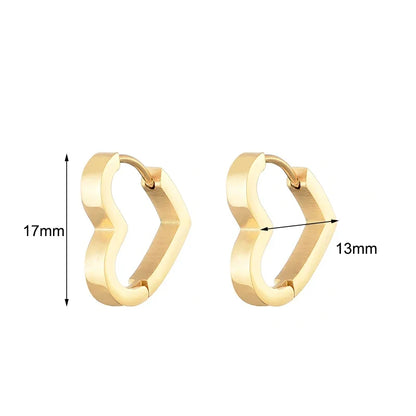 Classic Stainless Steel Hoop Earrings - Heart, Star, Oval & Geometric Punk Hip Hop Jewelry for Women & Men