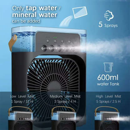 Portable Air Cooler Fan - 3 Speed Mini Humidifier with LED Night Light for Home, Office & Bedroom Cooling