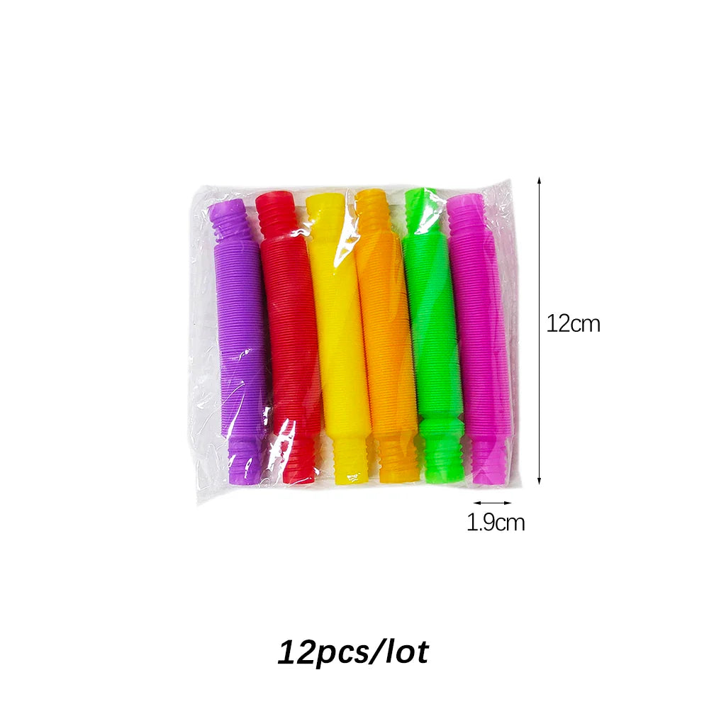 Flexible Telescopic Pop Tube Toys (6–24PCS) – Stretchable Sensory Stress Relief Tubes for Kids & Adults Decompression Fidget Toys