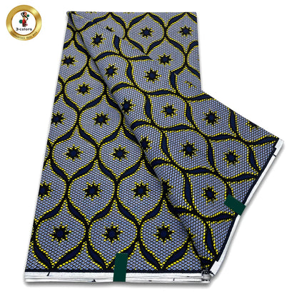 African Real Wax Print Fabric - 100% Cotton Soft Ankara Pagne Material for Dresses