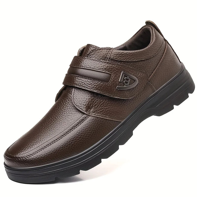 Men’s Retro Business Casual Slip-On Shoes - Velcro Closure, Soft Comfortable Non-Slip Sole