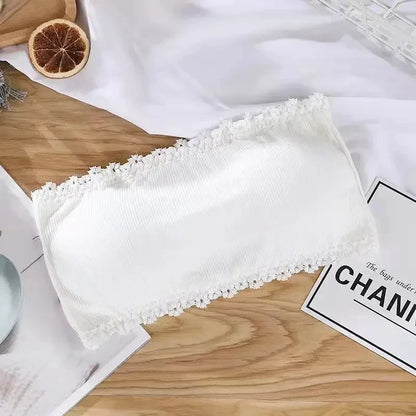 Women Summer Strapless Lace Bra, Seamless Breathable Invisible Chest Wrap Bralette, Sexy Back Lace Underwear Brassiere Top