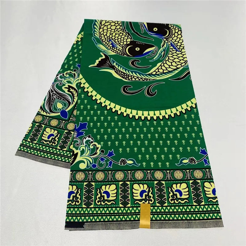 6 Yards African Real Wax Fabric - 100% Cotton Original Ankara Print for Party Dresses K121901