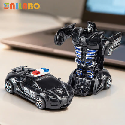 Transformable Robot Sports Car Toy - Battery-Free Educational Vehicle Model for Kids' Play & Learning