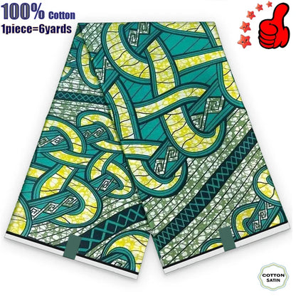 African Real Wax Fabric - High Quality 100% Cotton Ankara Pagne for Women’s Dresses