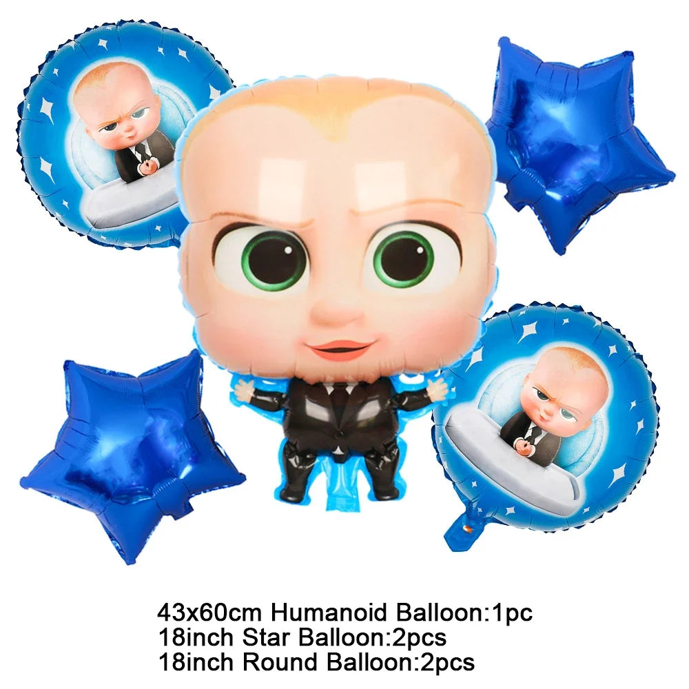 Cartoon Boss Baby Birthday Party Set - Disposable Tableware, Backdrop & Balloons for Kids Baby Shower Decor