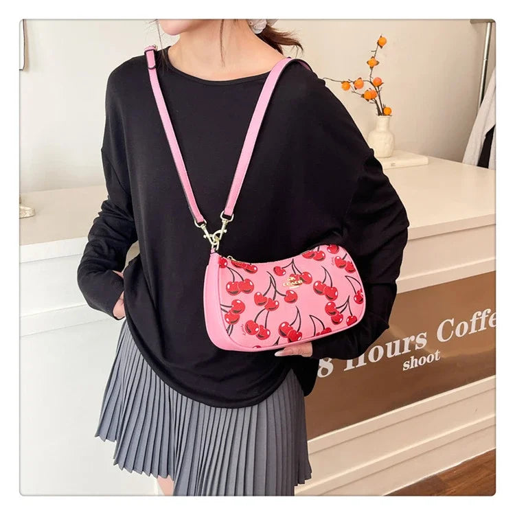 2025 Modern Vintage Cherry Crossbody Bag – Mahjong-Style Chain Shoulder & Underarm Bag, Women’s Light Luxury