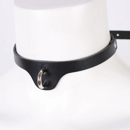 UYEE Harajuku PU Leather Punk Choker Necklace – Gothic Y2K Style Adjustable Collar Belt Pendant Jewelry for Men & Women