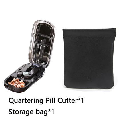 Newest Quartering Pill Cutter & Storage Box – Portable Dustproof Medicine Divider Organizer & Crusher