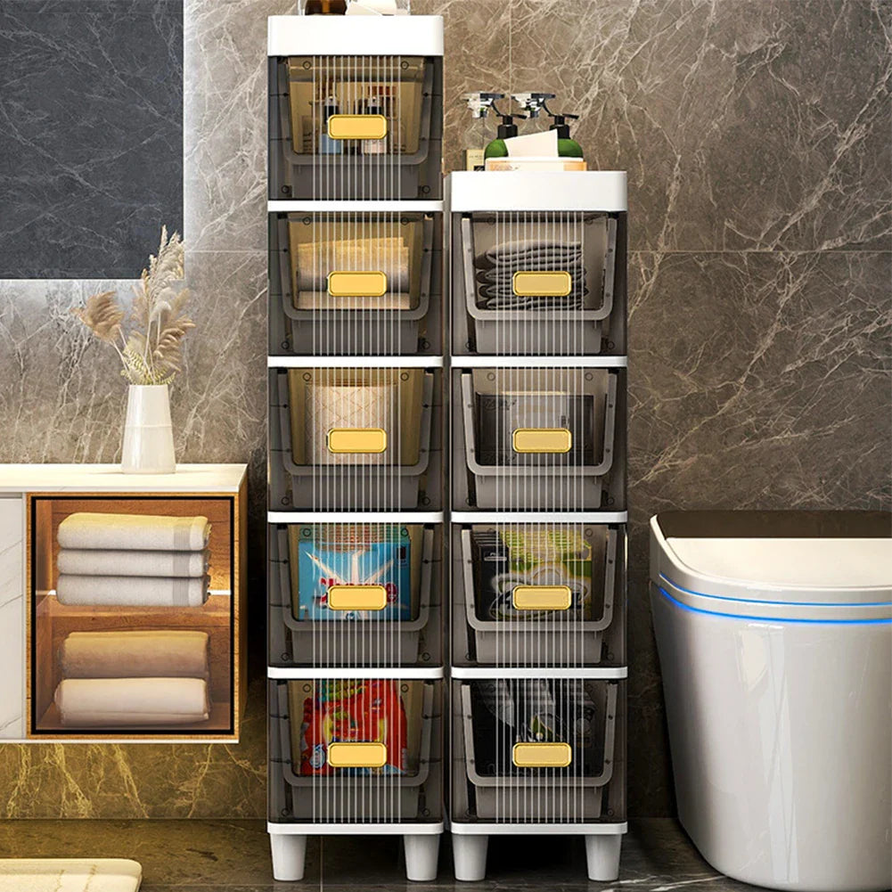 Narrow Toilet Storage Cabinet – 4/5 Tier Waterproof Corner Shelf & Crevice Side Rack