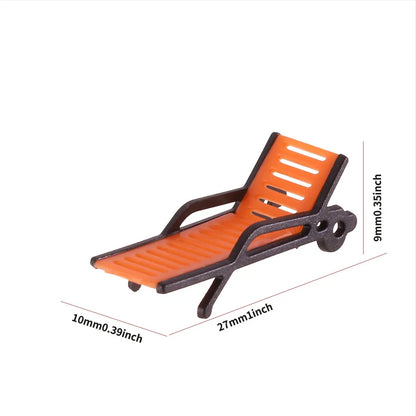 5PCS Miniature Park & Beach Lounge Chairs – 1:30–1:150 Scale Diorama Outdoor Garden Deck Chair Models