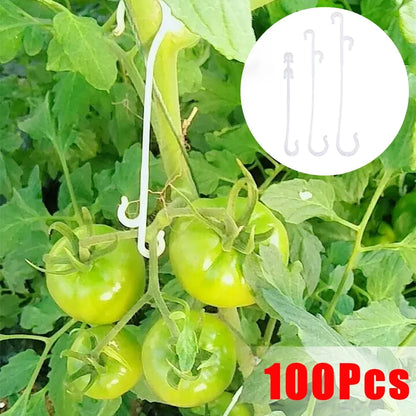 Plant Tomato Support J Hooks - Reusable Trellis Buckle Clips for Vegetables & Climbing Vines (1–100 PCS)