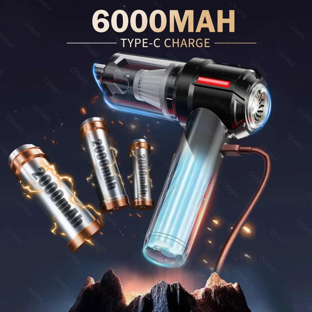 CENRR Mini Car Vacuum Cleaner – 99800PA Powerful Cordless Handheld Blower for Home & Car Cleaning