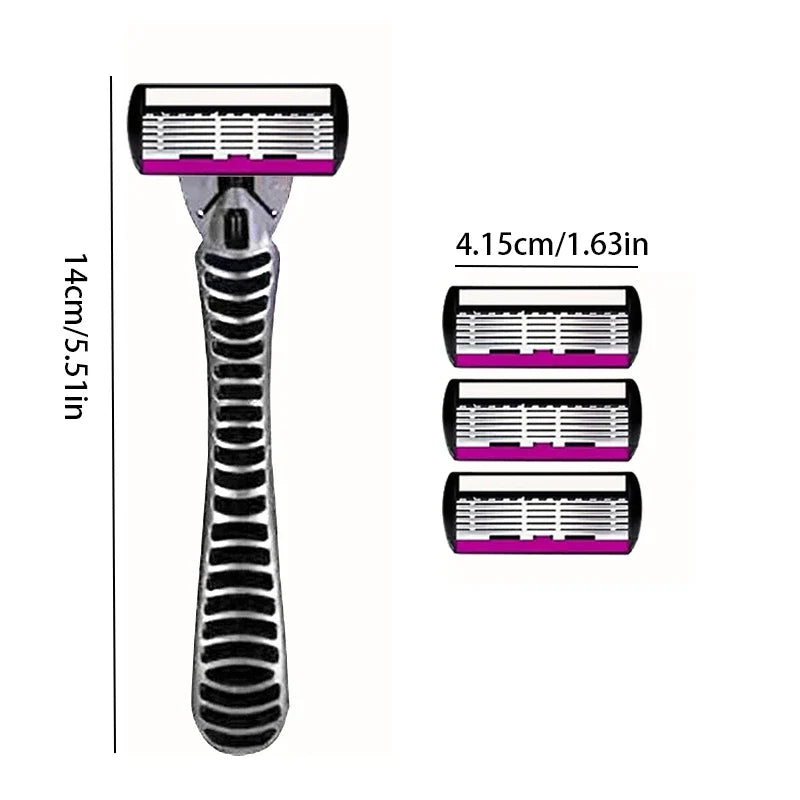 3/6/12PCS Men’s Safety Razor Blades - 6-Layer German Stainless Steel Shaving Cartridges Compatible with Mach Razors
