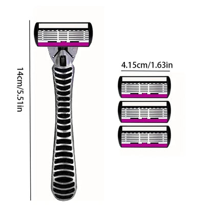 3/6/12PCS Men’s Safety Razor Blades - 6-Layer German Stainless Steel Shaving Cartridges Compatible with Mach Razors