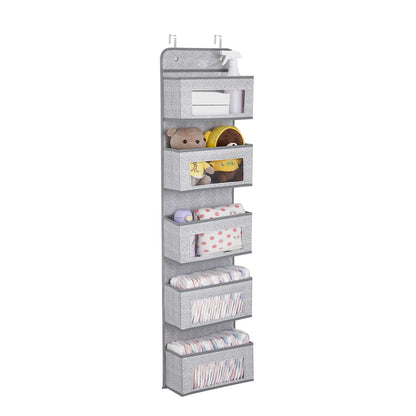 Over The Door Hanging Organizer - 1/3/4/5 Pocket Wall Mounted Storage Rack for Bathroom, Dorm & Clothes