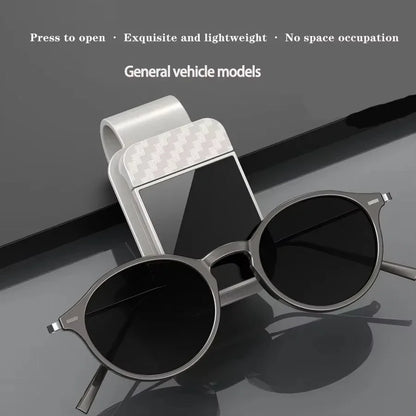 Car Sun Visor Sunglasses Holder - Stable Eyeglass Clip with Card & Ticket Storage Organizer
