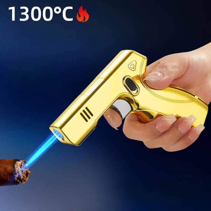 1300°C Butane Torch Lighter - High Temperature Gas Flame Gun with Safety Lock for Kitchen, Outdoor & Cigar Use