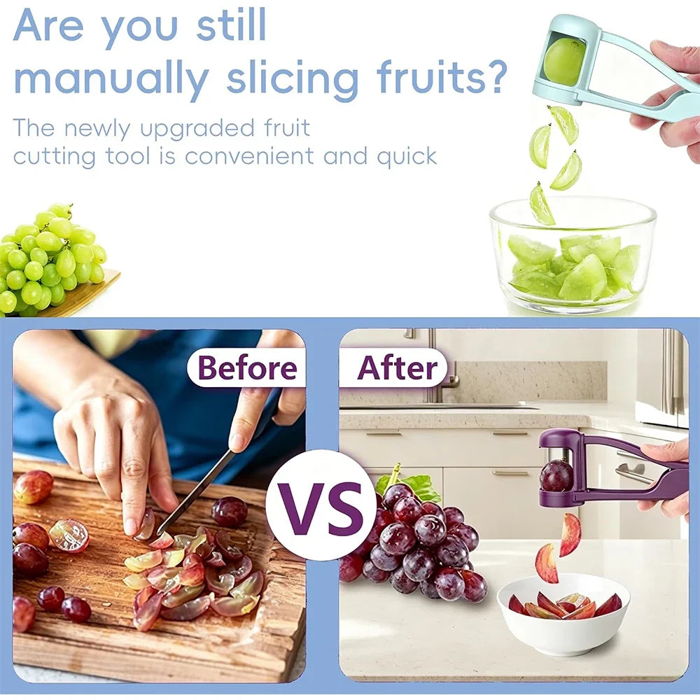 Grape Cutter Slicer for Toddlers - One Second Fruit Quarter Slicer for Grapes Cherry Tomatoes Strawberries Kitchen Safety Gadget