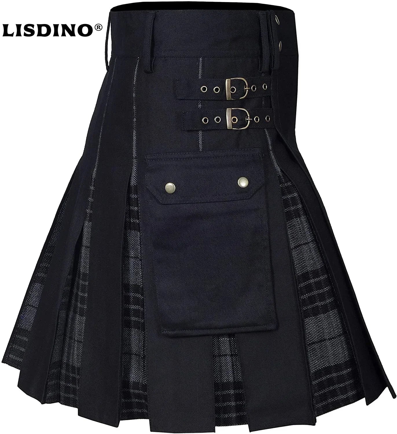 Men's Utility Hybrid Kilt - 100% Cotton Denim Tartan Style Box Pleated Traditional Kilt