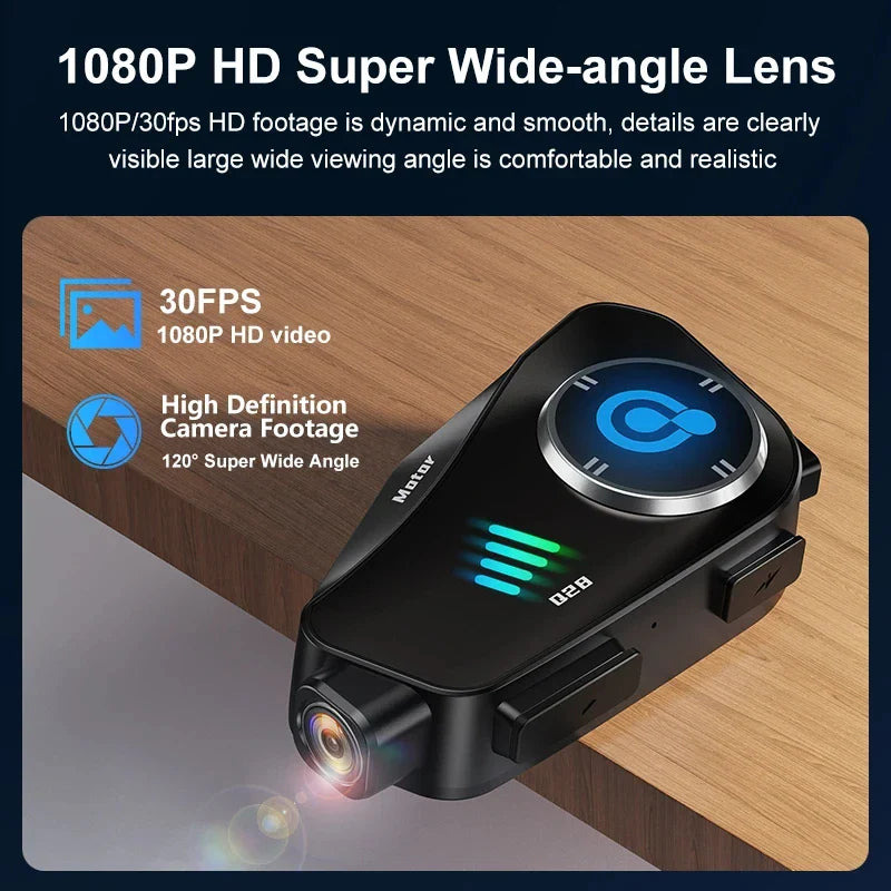 Motorcycle Bluetooth Helmet Headset BT5.3 - HD 1080P Driving Recorder, Wireless Camera & Call Headset with Hard Disk Video Recorder