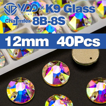 AAAAA K9 Glass Sew-On Rhinestones - AB Crystal Flatback Stones for Wedding Dress & Clothing Accessories