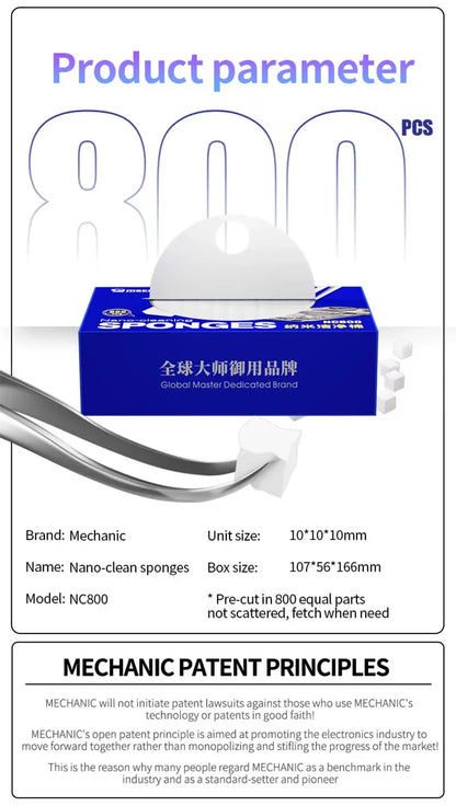 Mechanic NC800 Nano Sponge Cleaner – No Residue Phone Screen, PCB, Motherboard, Back Glass, Camera Solder Flux & Oil Frame Cleaning Tool