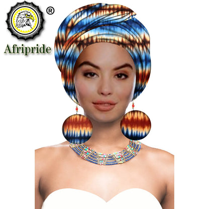 African Turban Headwrap - Nigerian Ankara Headscarf with Matching Earrings