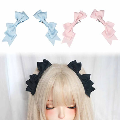 Kawaii Handmade Bow Hair Clip - Sweet Anime Lolita Cosplay JK Hair Accessory