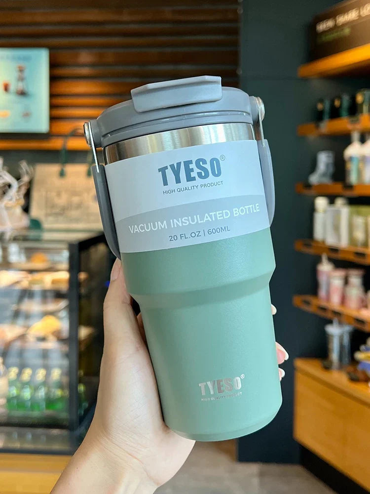 Tyeso Double-Layer Insulated Coffee Cup – Portable Stainless Steel Ice Cream Cup with Cold Insulation & Large Capacity