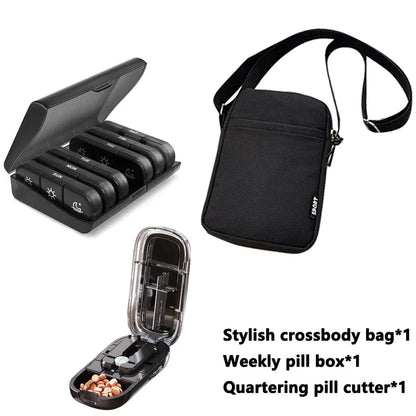 Newest Quartering Pill Cutter & Storage Box – Portable Dustproof Medicine Divider Organizer & Crusher