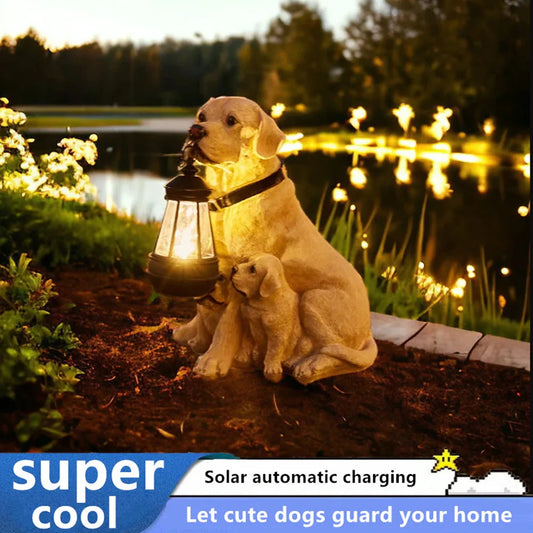 Solar Puppy Garden Decoration - Outdoor Simulation Dog Figurine for Patio, Entrance, Villa & Lawn Decor