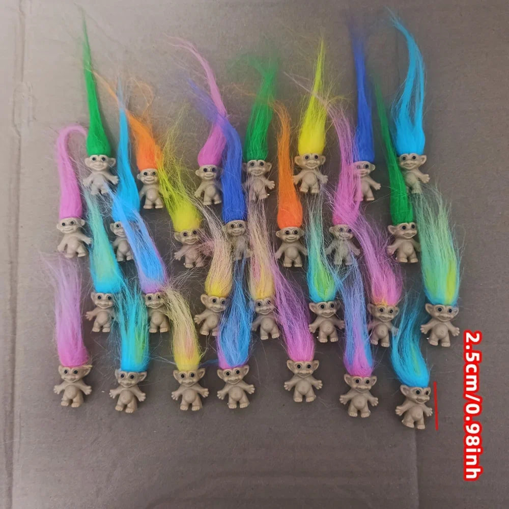 Vintage Troll Doll Figures - Colorful Cute Lucky Trolls Collection, Party Favors & Christmas Halloween Decor