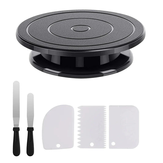 Cake Decorating Kit – 1/6pcs Turntable Set with 2 Frosting Spatulas, 3 Icing Smoothers & Scrapers for Baking & Parties