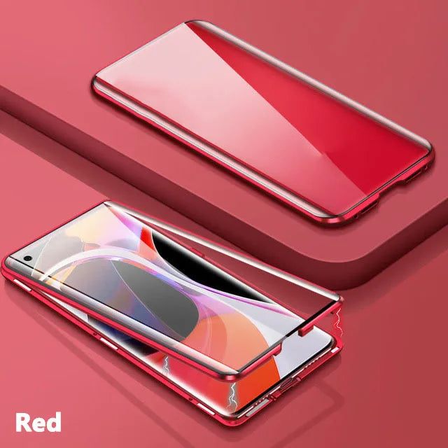 Metal Magnetic Phone Case - Double Sided Glass Protective Cover for Samsung Galaxy S23 S22 S21 Ultra Plus S20 FE A54 A53 A52 A71 A51 A34